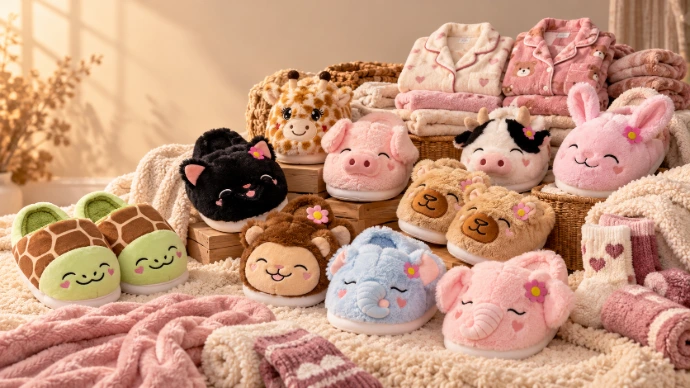 Colección de pantuflas de peluche en varios modelos y colores